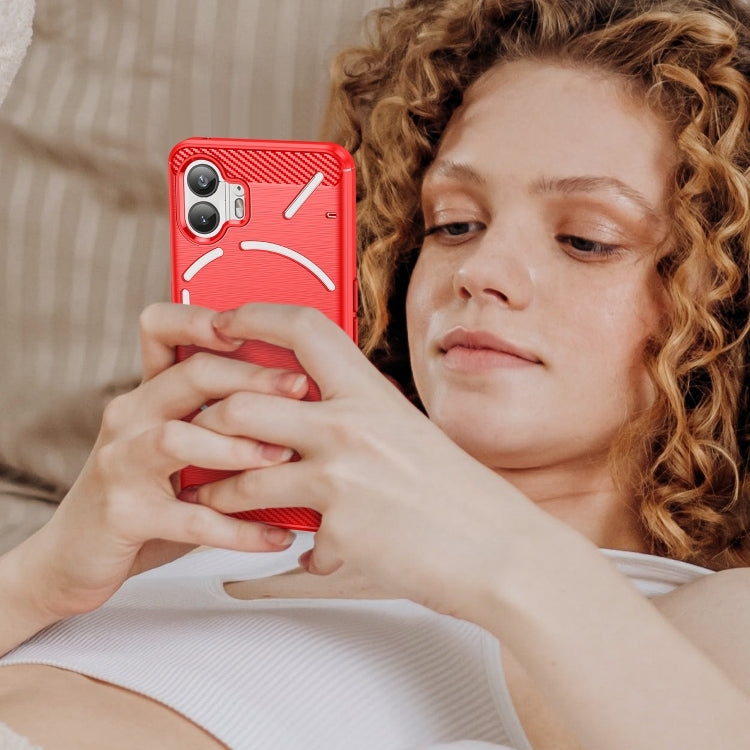 For Nothing Phone 2 Carbon Fiber Brushed Texture TPU Phone Case(Red) - free shipping - PMC TechLife - Order now!