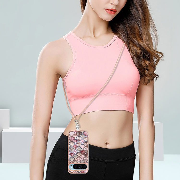 For Google Pixel 9 / 9 Pro Electroplating IMD TPU Phone Case with Lanyard(Pink Scales) - free shipping - PMC TechLife - Order now!