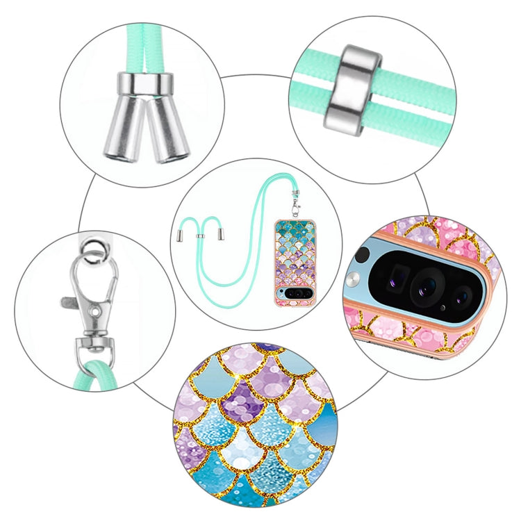 For Google Pixel 9 / 9 Pro Electroplating IMD TPU Phone Case with Lanyard(Colorful Scales) - Google Cases by PMC TechLife | Online Shopping South Africa | PMC TechLife | Buy Now Pay Later Mobicred