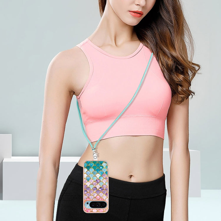 For Google Pixel 9 / 9 Pro Electroplating IMD TPU Phone Case with Lanyard(Colorful Scales) - Google Cases by PMC TechLife | Online Shopping South Africa | PMC TechLife | Buy Now Pay Later Mobicred