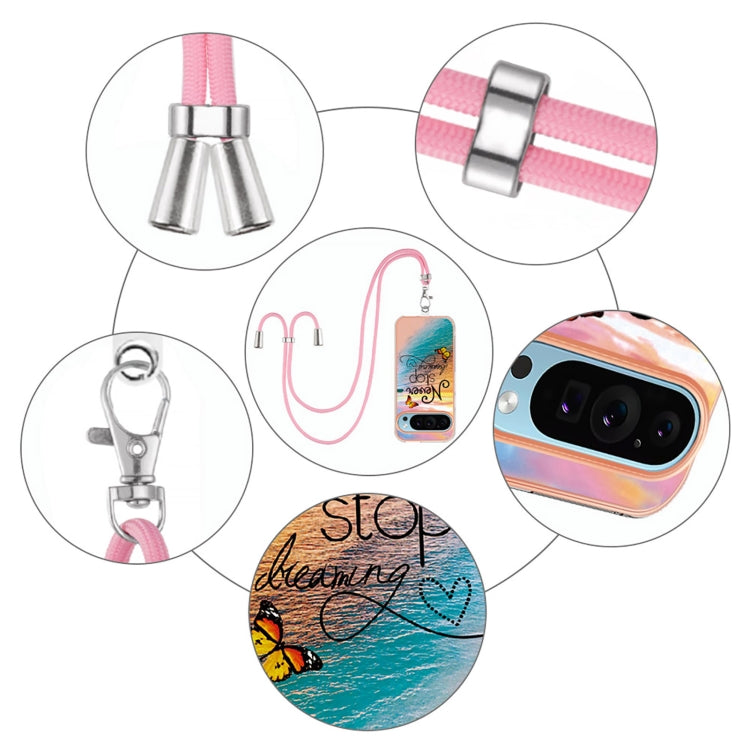 For Google Pixel 9 / 9 Pro Electroplating IMD TPU Phone Case with Lanyard(Dream Butterfly) - Google Cases by PMC TechLife | Online Shopping South Africa | PMC TechLife | Buy Now Pay Later Mobicred