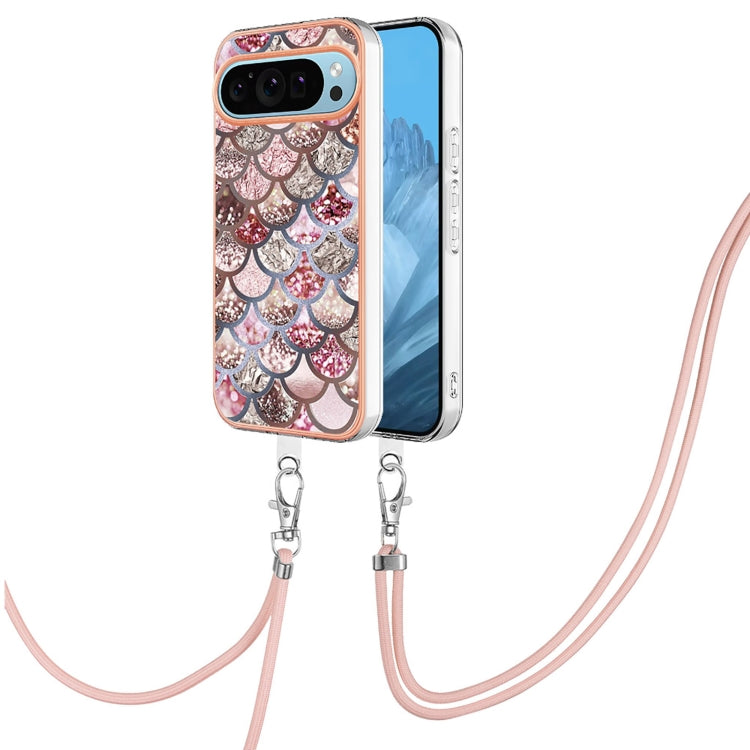 For Google Pixel 9 Pro XL Electroplating IMD TPU Phone Case with Lanyard(Pink Scales) - Google Cases by PMC TechLife | Online Shopping South Africa | PMC TechLife | Buy Now Pay Later Mobicred