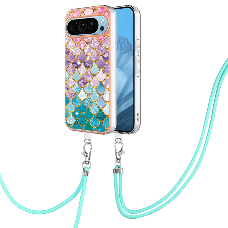 For Google Pixel 9 Pro XL Electroplating IMD TPU Phone Case with Lanyard(Colorful Scales) - Google Cases by PMC TechLife | Online Shopping South Africa | PMC TechLife | Buy Now Pay Later Mobicred