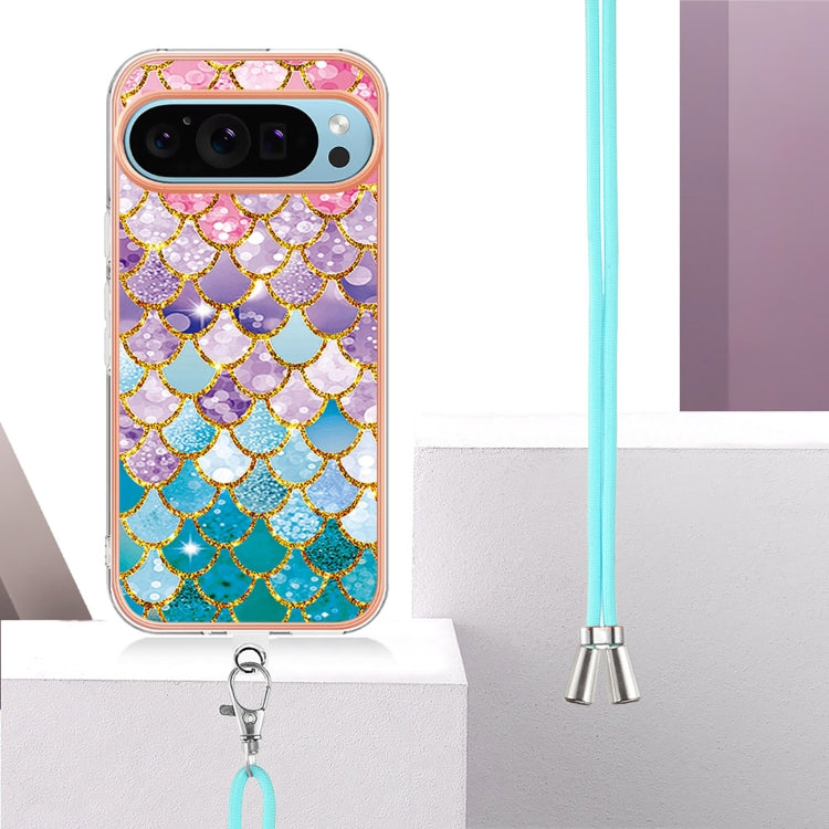 For Google Pixel 9 Pro XL Electroplating IMD TPU Phone Case with Lanyard(Colorful Scales) - Google Cases by PMC TechLife | Online Shopping South Africa | PMC TechLife | Buy Now Pay Later Mobicred