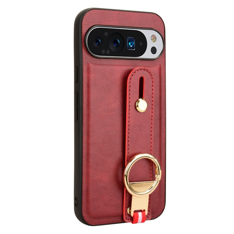 For Google Pixel 9 Pro Wristband Leather Back Phone Case(Red) - Google Cases by PMC TechLife | Online Shopping South Africa | PMC TechLife | Buy Now Pay Later Mobicred