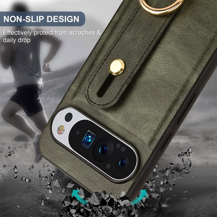 For Google Pixel 9 Wristband Leather Back Phone Case(Green) - Google Cases by PMC TechLife | Online Shopping South Africa | PMC TechLife | Buy Now Pay Later Mobicred