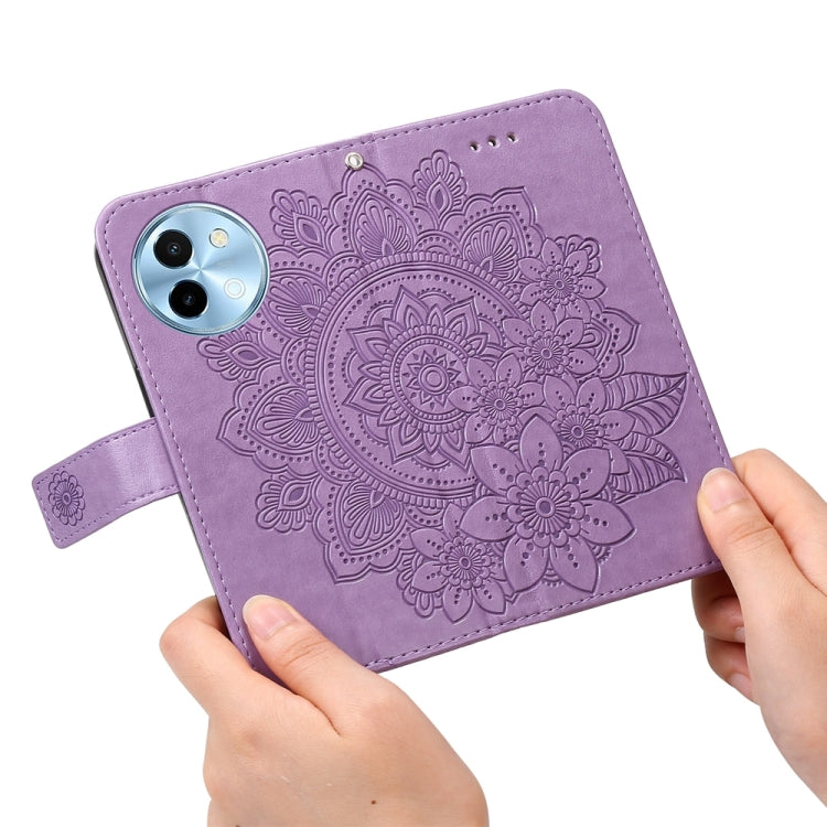 For vivo Y38 5G / T3x 5G Global 7-petal Flowers Embossing Leather Phone Case(Light Purple) - vivo Cases by PMC TechLife | Online Shopping South Africa | PMC TechLife | Buy Now Pay Later Mobicred