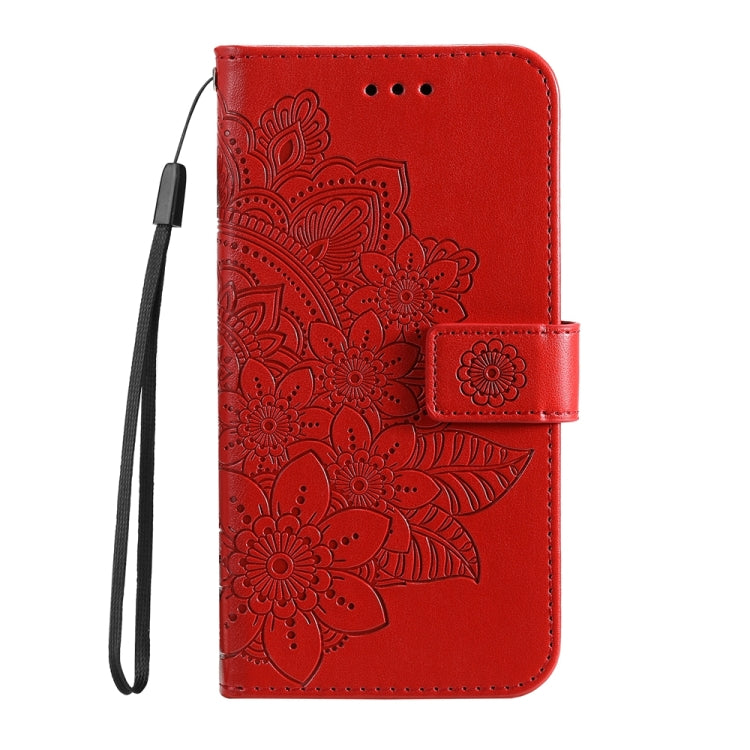 For Google Pixel 9 Pro 7-petal Flowers Embossing Leather Phone Case(Red) - Google Cases by PMC TechLife | Online Shopping South Africa | PMC TechLife | Buy Now Pay Later Mobicred