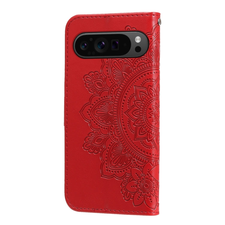 For Google Pixel 9 Pro 7-petal Flowers Embossing Leather Phone Case(Red) - Google Cases by PMC TechLife | Online Shopping South Africa | PMC TechLife | Buy Now Pay Later Mobicred
