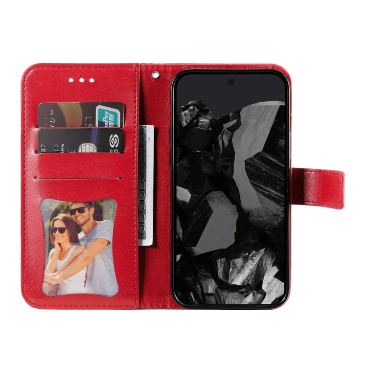 For Google Pixel 9 Pro 7-petal Flowers Embossing Leather Phone Case(Red) - Google Cases by PMC TechLife | Online Shopping South Africa | PMC TechLife | Buy Now Pay Later Mobicred