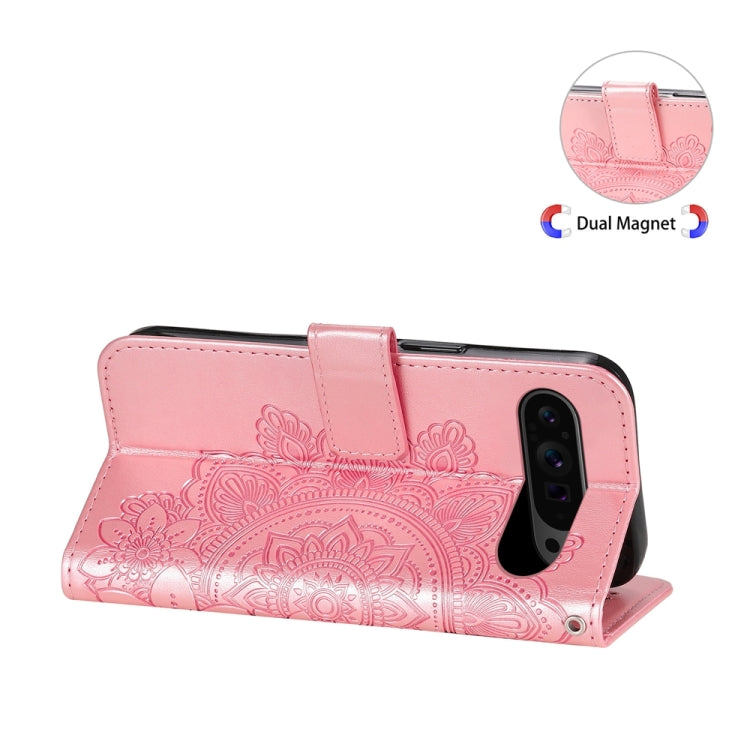 For Google Pixel 9 Pro 7-petal Flowers Embossing Leather Phone Case(Rose Gold) - Google Cases by PMC TechLife | Online Shopping South Africa | PMC TechLife | Buy Now Pay Later Mobicred