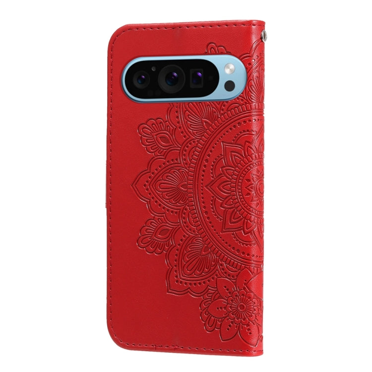 For Google Pixel 9 Seven-petal Flowers Embossing Leather Phone Case(Red) - Google Cases by PMC TechLife | Online Shopping South Africa | PMC TechLife | Buy Now Pay Later Mobicred