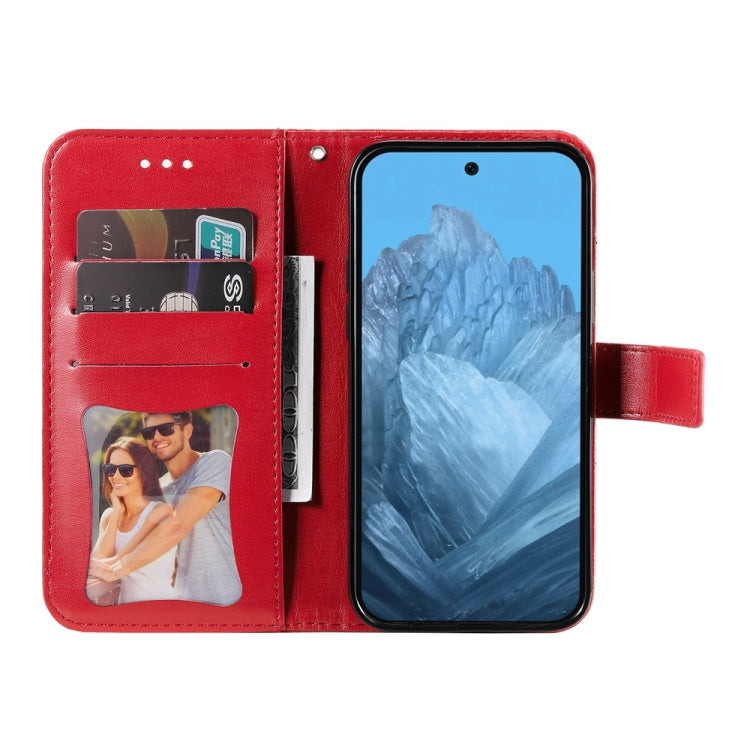 For Google Pixel 9 Seven-petal Flowers Embossing Leather Phone Case(Red) - Google Cases by PMC TechLife | Online Shopping South Africa | PMC TechLife | Buy Now Pay Later Mobicred