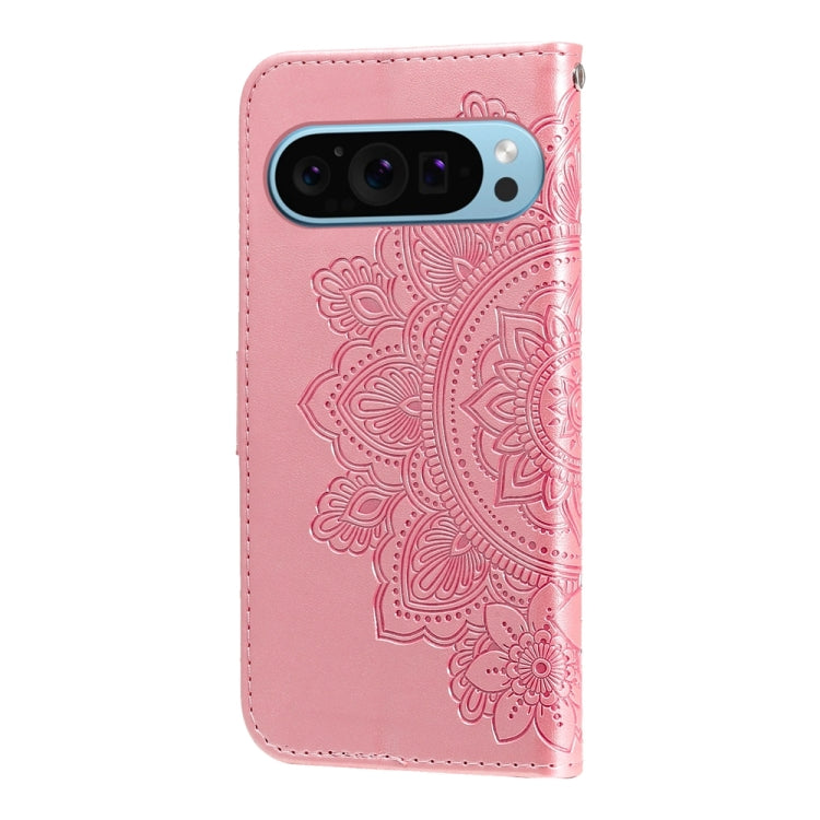 For Google Pixel 9 7-petal Flowers Embossing Leather Phone Case(Rose Gold) - Google Cases by PMC TechLife | Online Shopping South Africa | PMC TechLife | Buy Now Pay Later Mobicred