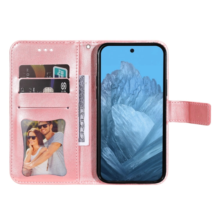 For Google Pixel 9 7-petal Flowers Embossing Leather Phone Case(Rose Gold) - Google Cases by PMC TechLife | Online Shopping South Africa | PMC TechLife | Buy Now Pay Later Mobicred
