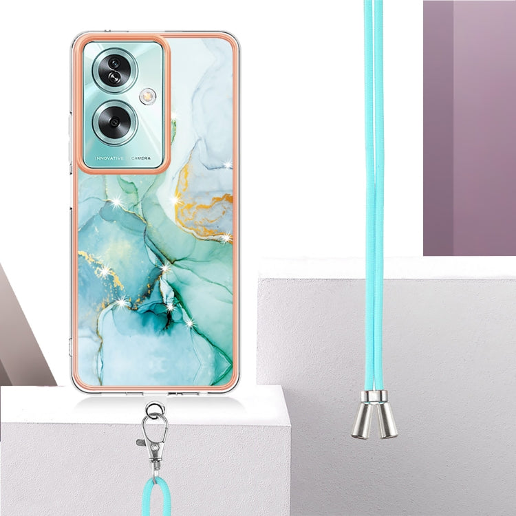 For OPPO A79 5G Global Electroplating Marble Dual-side IMD Phone Case with Lanyard(Green 003) - OPPO Cases by PMC TechLife | Online Shopping South Africa | PMC TechLife | Buy Now Pay Later Mobicred