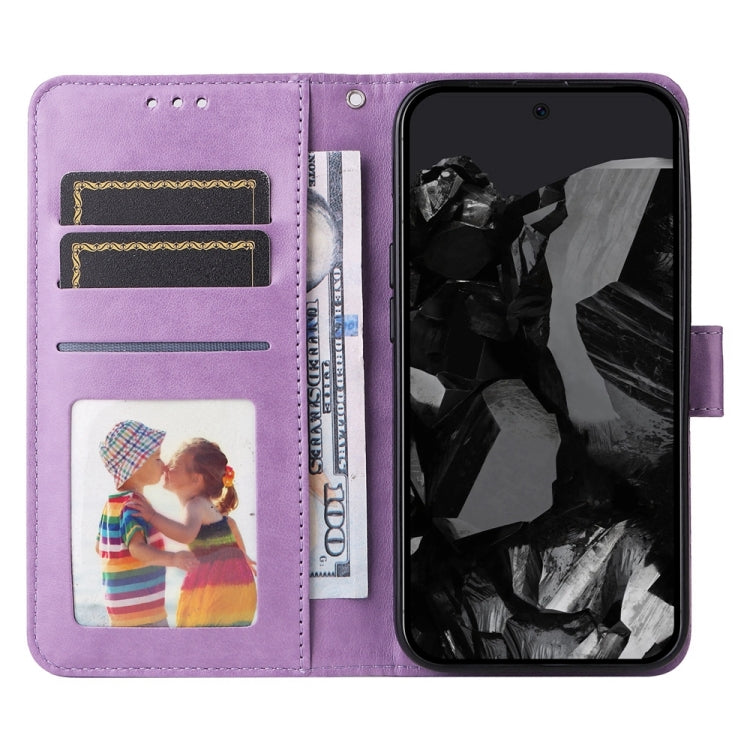 For Google Pixel 9 Pro Embossed Sunflower Leather Phone Case(Purple) - Google Cases by PMC TechLife | Online Shopping South Africa | PMC TechLife | Buy Now Pay Later Mobicred