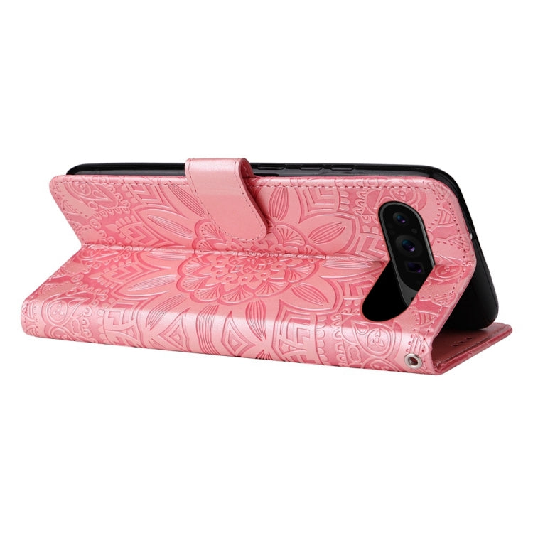 For Google Pixel 9 Pro Embossed Sunflower Leather Phone Case(Rose Gold) - Google Cases by PMC TechLife | Online Shopping South Africa | PMC TechLife | Buy Now Pay Later Mobicred