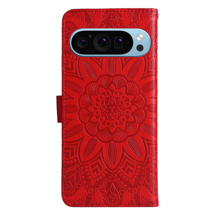 For Google Pixel 9 Embossed Sunflower Leather Phone Case(Red) - Google Cases by PMC TechLife | Online Shopping South Africa | PMC TechLife | Buy Now Pay Later Mobicred