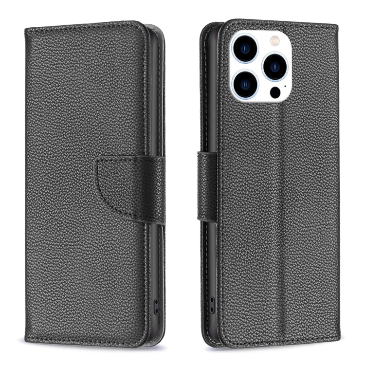 For iPhone 16 Pro Litchi Texture Pure Color Flip Leather Phone Case(Black) - iPhone 16 Pro Cases by PMC TechLife | Online Shopping South Africa | PMC TechLife | Buy Now Pay Later Mobicred