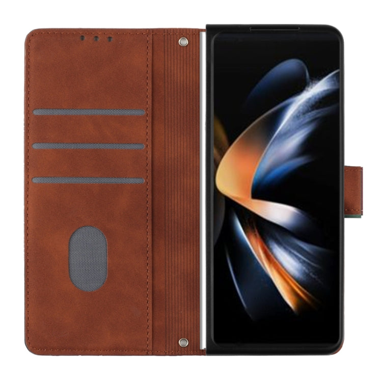 For Samsung Galaxy Z Fold5 5G Crossbody 3D Embossed Flip Leather Phone Case(Brown) - Galaxy Z Fold5 Cases by PMC TechLife | Online Shopping South Africa | PMC TechLife