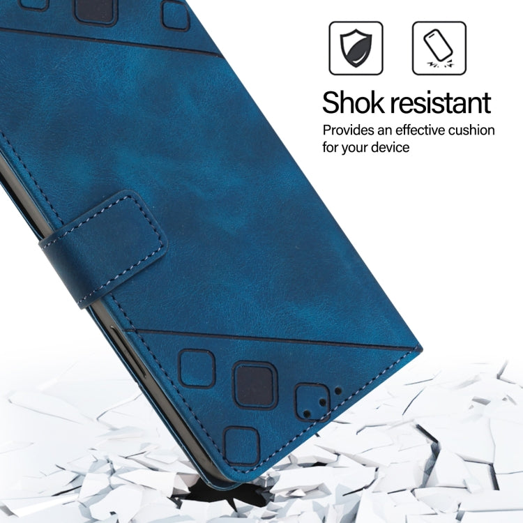For iPhone 16e Skin-feel Embossed Leather Phone Case(Blue) - free shipping - PMC TechLife - Order now!
