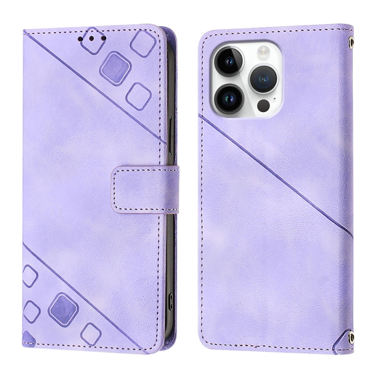 For iPhone 16 Pro Max Skin-feel Embossed Leather Phone Case(Light Purple) - iPhone 16 Pro Max Cases by PMC TechLife | Online Shopping South Africa | PMC TechLife | Buy Now Pay Later Mobicred