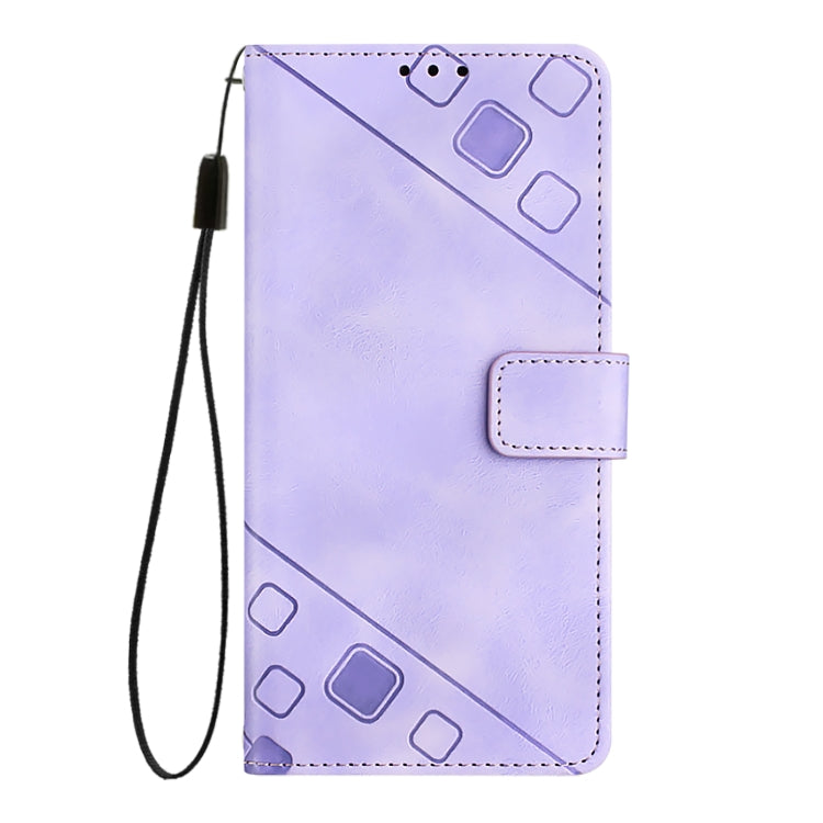 For iPhone 16 Pro Max Skin-feel Embossed Leather Phone Case(Light Purple) - iPhone 16 Pro Max Cases by PMC TechLife | Online Shopping South Africa | PMC TechLife | Buy Now Pay Later Mobicred