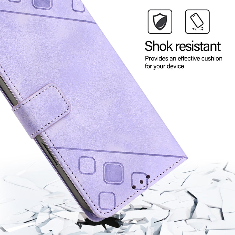 For iPhone 16 Pro Max Skin-feel Embossed Leather Phone Case(Light Purple) - iPhone 16 Pro Max Cases by PMC TechLife | Online Shopping South Africa | PMC TechLife | Buy Now Pay Later Mobicred