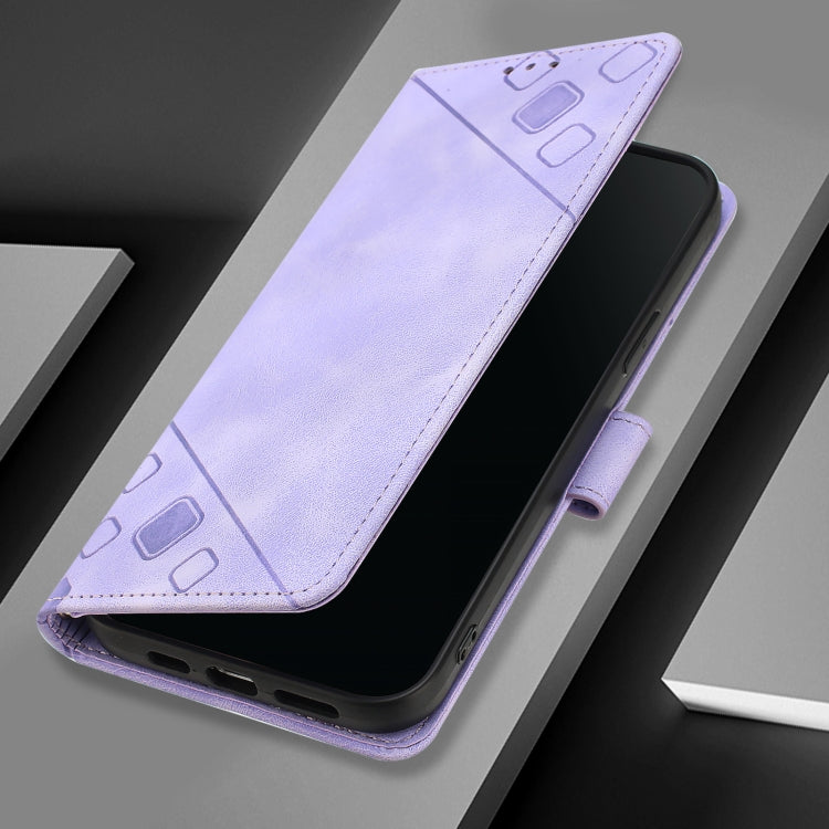 For iPhone 16 Pro Max Skin-feel Embossed Leather Phone Case(Light Purple) - iPhone 16 Pro Max Cases by PMC TechLife | Online Shopping South Africa | PMC TechLife | Buy Now Pay Later Mobicred