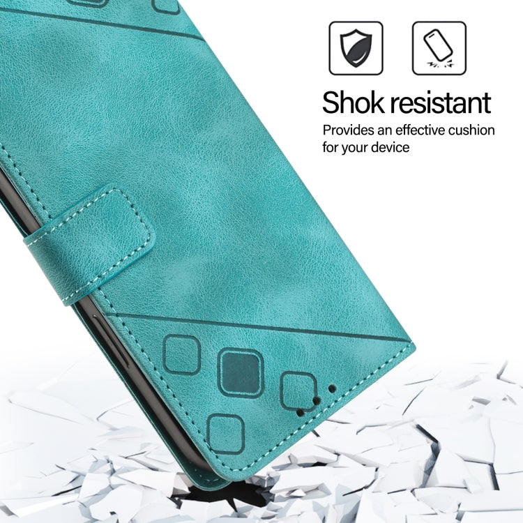 For iPhone 16 Plus Skin-feel Embossed Leather Phone Case(Green) - iPhone 16 Plus Cases by PMC TechLife | Online Shopping South Africa | PMC TechLife | Buy Now Pay Later Mobicred