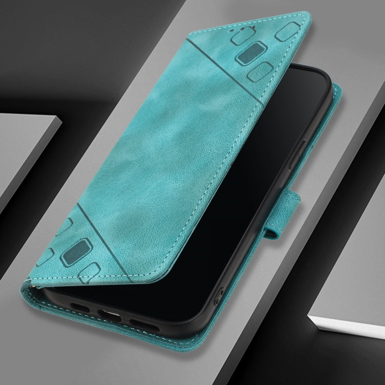 For iPhone 16 Plus Skin-feel Embossed Leather Phone Case(Green) - iPhone 16 Plus Cases by PMC TechLife | Online Shopping South Africa | PMC TechLife | Buy Now Pay Later Mobicred