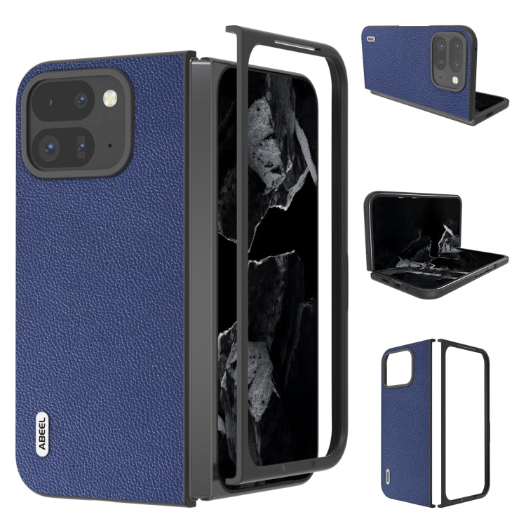 For Google Pixel 9 Pro Fold ABEEL Black Edge Genuine Leather Mino Phone Case(Royal Blue) - free shipping - PMC TechLife - Order now!