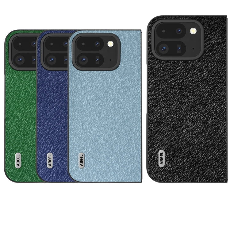 For Google Pixel 9 Pro Fold ABEEL Black Edge Genuine Leather Mino Phone Case(Royal Blue) - free shipping - PMC TechLife - Order now!