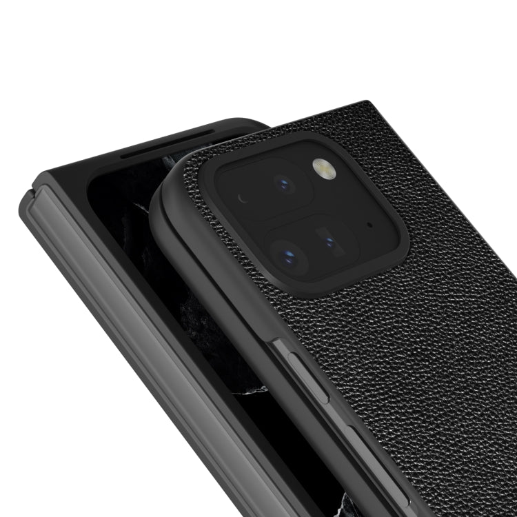 For Google Pixel 9 Pro Fold ABEEL Black Edge Genuine Leather Mino Phone Case(Black) - Google Cases by PMC TechLife | Online Shopping South Africa | PMC TechLife | Buy Now Pay Later Mobicred