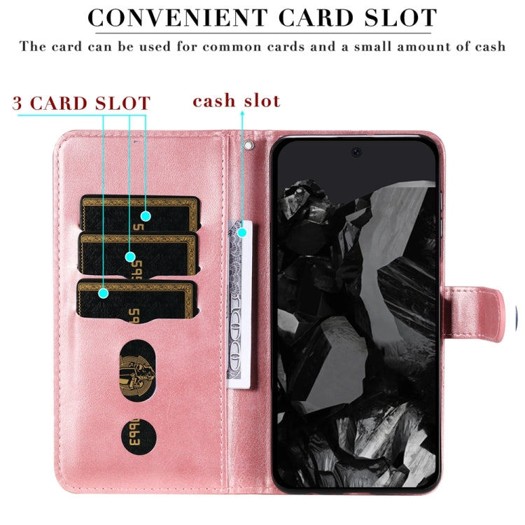 For Google Pixel 9 Pro Fashion Calf Texture Zipper Leather Phone Case(Rose Gold) - Google Cases by PMC TechLife | Online Shopping South Africa | PMC TechLife | Buy Now Pay Later Mobicred