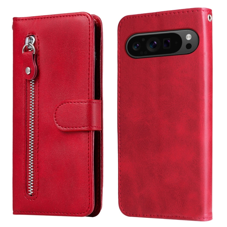 For Google Pixel 9 Pro Fashion Calf Texture Zipper Leather Phone Case(Red) - Google Cases by PMC TechLife | Online Shopping South Africa | PMC TechLife | Buy Now Pay Later Mobicred