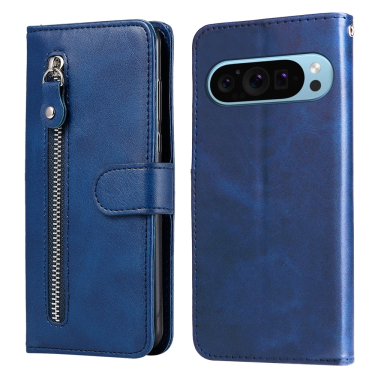For Google Pixel 9 Fashion Calf Texture Zipper Leather Phone Case(Blue) - Google Cases by PMC TechLife | Online Shopping South Africa | PMC TechLife | Buy Now Pay Later Mobicred