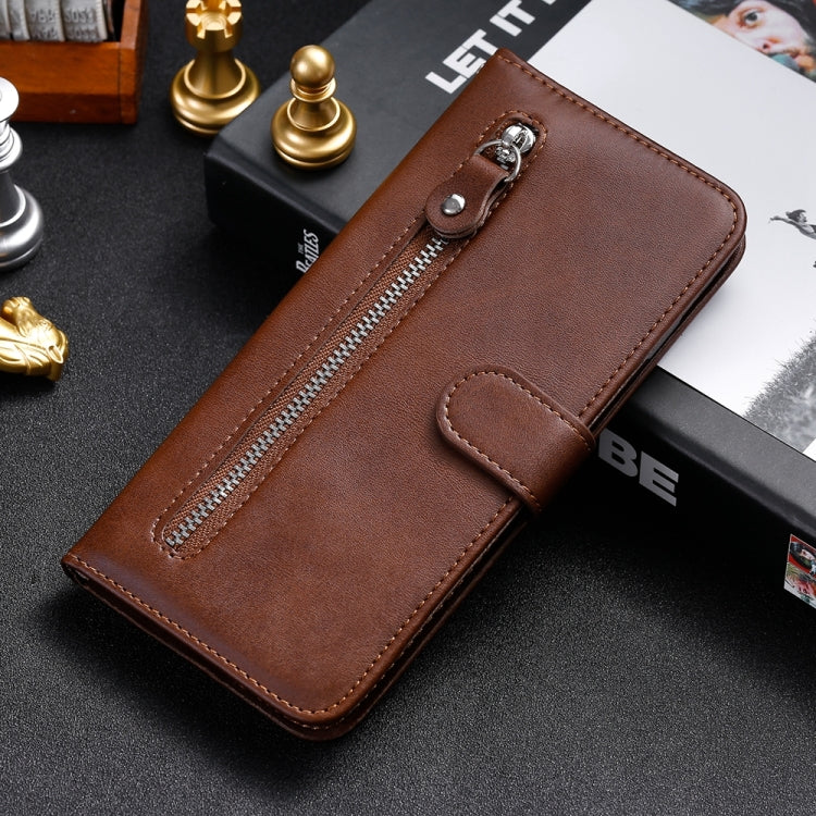 For Google Pixel 9 Fashion Calf Texture Zipper Leather Phone Case(Brown) - Google Cases by PMC TechLife | Online Shopping South Africa | PMC TechLife | Buy Now Pay Later Mobicred