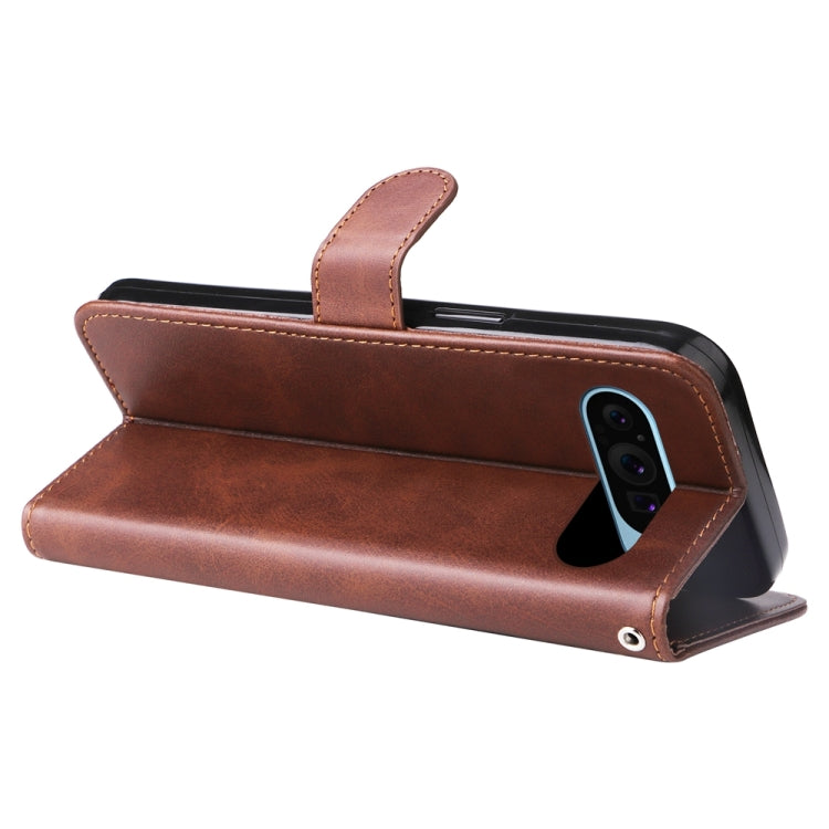 For Google Pixel 9 Fashion Calf Texture Zipper Leather Phone Case(Brown) - Google Cases by PMC TechLife | Online Shopping South Africa | PMC TechLife | Buy Now Pay Later Mobicred