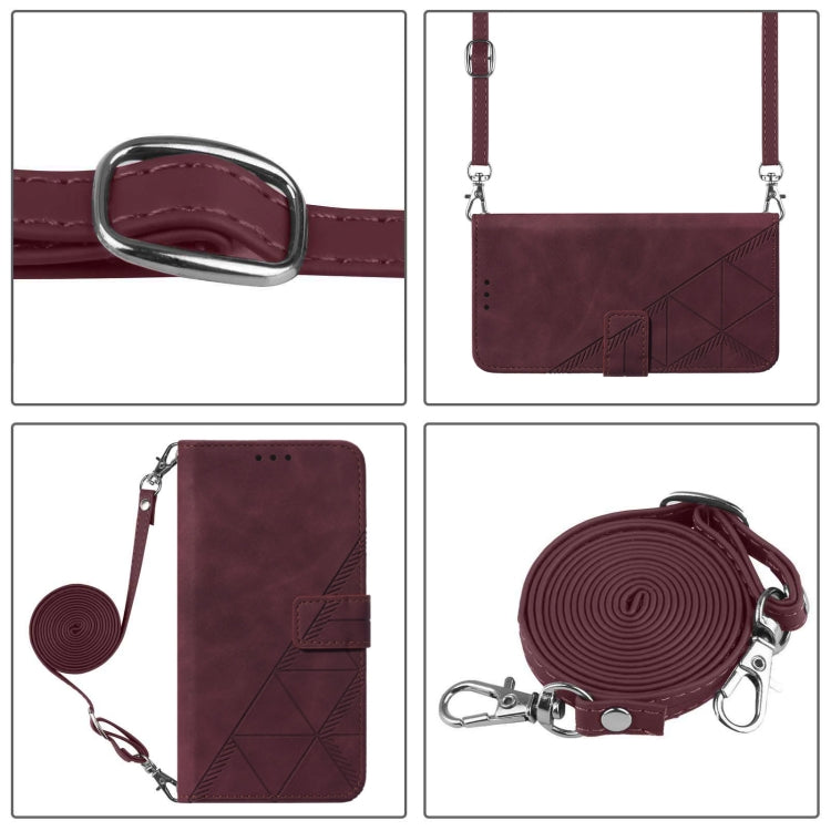 For iPhone 16 Crossbody 3D Embossed Flip Leather Phone Case(Wine Red) - free shipping - PMC TechLife - Order now!