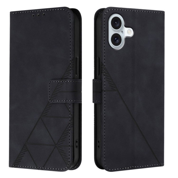 For iPhone 16 Plus Crossbody 3D Embossed Flip Leather Phone Case(Black) - iPhone 16 Plus Cases by PMC TechLife | Online Shopping South Africa | PMC TechLife | Buy Now Pay Later Mobicred