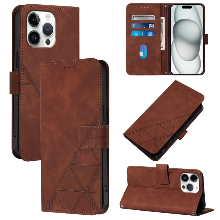 For iPhone 16 Pro Max Crossbody 3D Embossed Flip Leather Phone Case(Brown) - iPhone 16 Pro Max Cases by PMC TechLife | Online Shopping South Africa | PMC TechLife | Buy Now Pay Later Mobicred