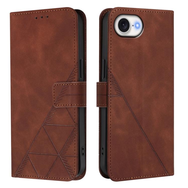 For iPhone 16e Crossbody 3D Embossed Flip Leather Phone Case(Brown) - iPhone 16e Cases by PMC TechLife | Online Shopping South Africa | PMC TechLife | Buy Now Pay Later Mobicred