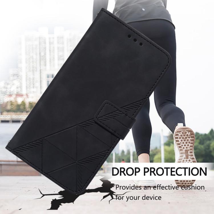 For iPhone 16e Crossbody 3D Embossed Flip Leather Phone Case(Black) - iPhone 16e Cases by PMC TechLife | Online Shopping South Africa | PMC TechLife | Buy Now Pay Later Mobicred