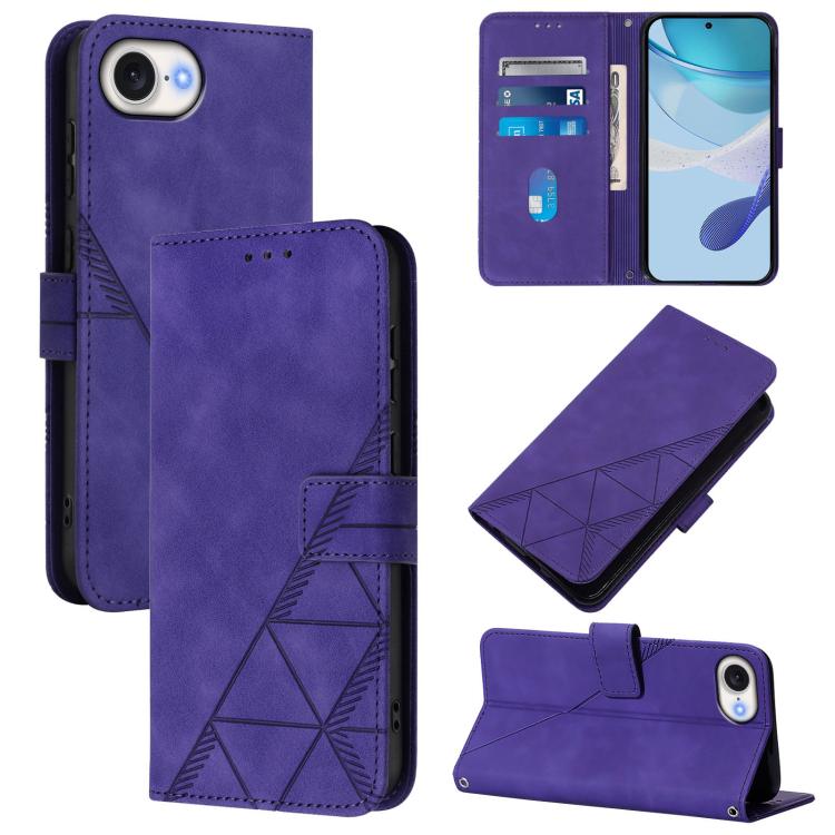 For iPhone 16e Crossbody 3D Embossed Flip Leather Phone Case(Purple) - iPhone 16e Cases by PMC TechLife | Online Shopping South Africa | PMC TechLife | Buy Now Pay Later Mobicred