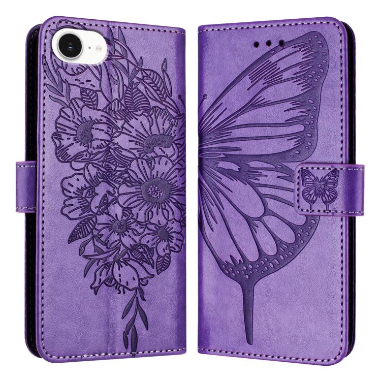 For iPhone 16e Embossed Butterfly Leather Phone Case(Light Purple) - free shipping - PMC TechLife - Order now!