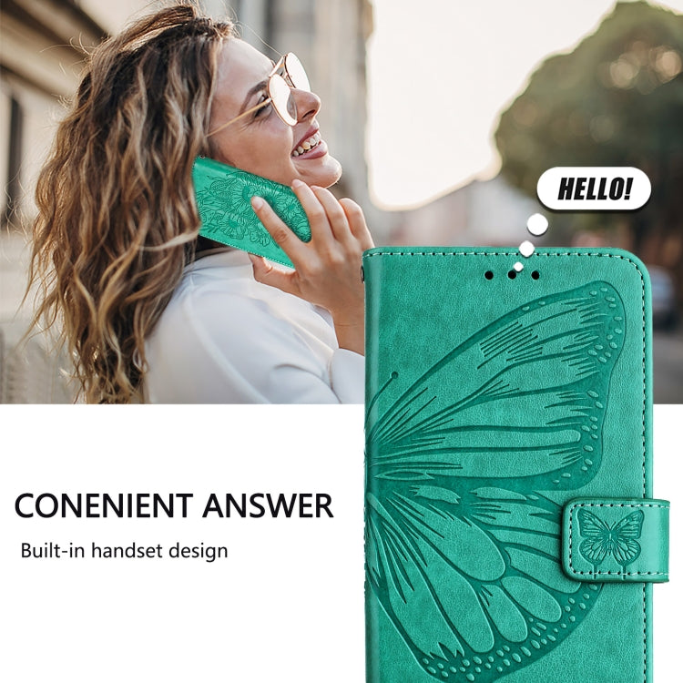 For iPhone 16 Pro Embossed Butterfly Leather Phone Case(Green) - iPhone 16 Pro Cases by PMC TechLife | Online Shopping South Africa | PMC TechLife | Buy Now Pay Later Mobicred
