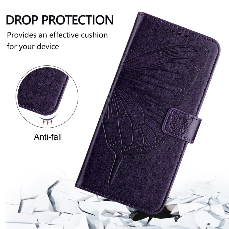 For iPhone 16 Plus Embossed Butterfly Leather Phone Case(Dark Purple) - iPhone 16 Plus Cases by PMC TechLife | Online Shopping South Africa | PMC TechLife | Buy Now Pay Later Mobicred