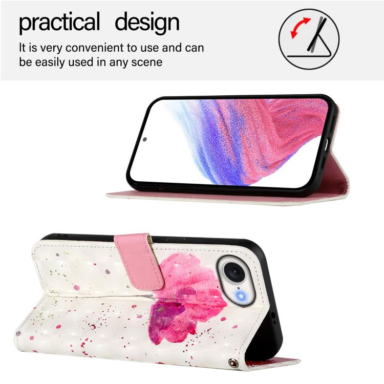 For iPhone 16e 3D Painting Horizontal Flip Leather Phone Case(Flower) - free shipping - PMC TechLife - Order now!